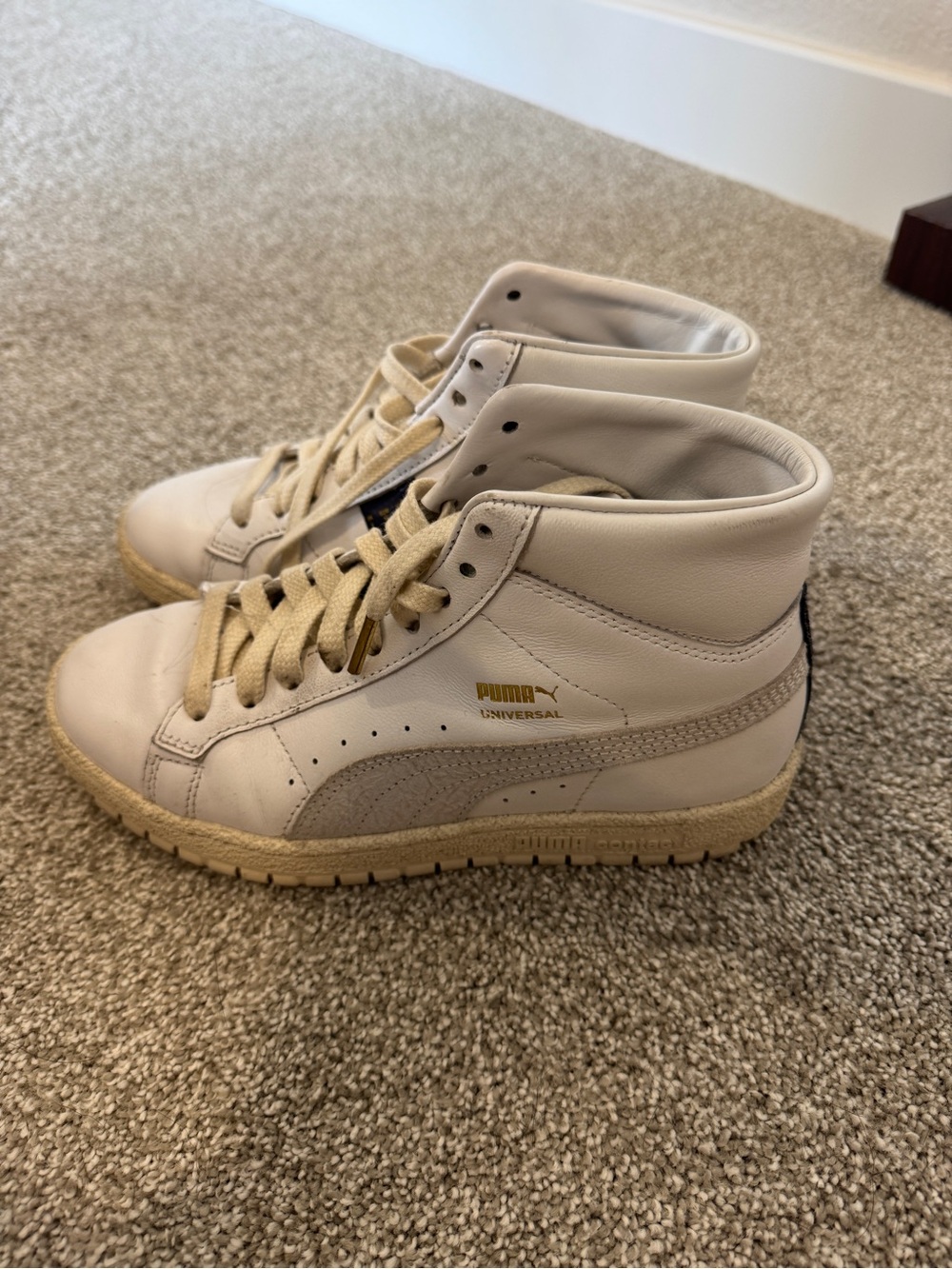 Puma Kids' High-Top Sneakers in Cream and Beige